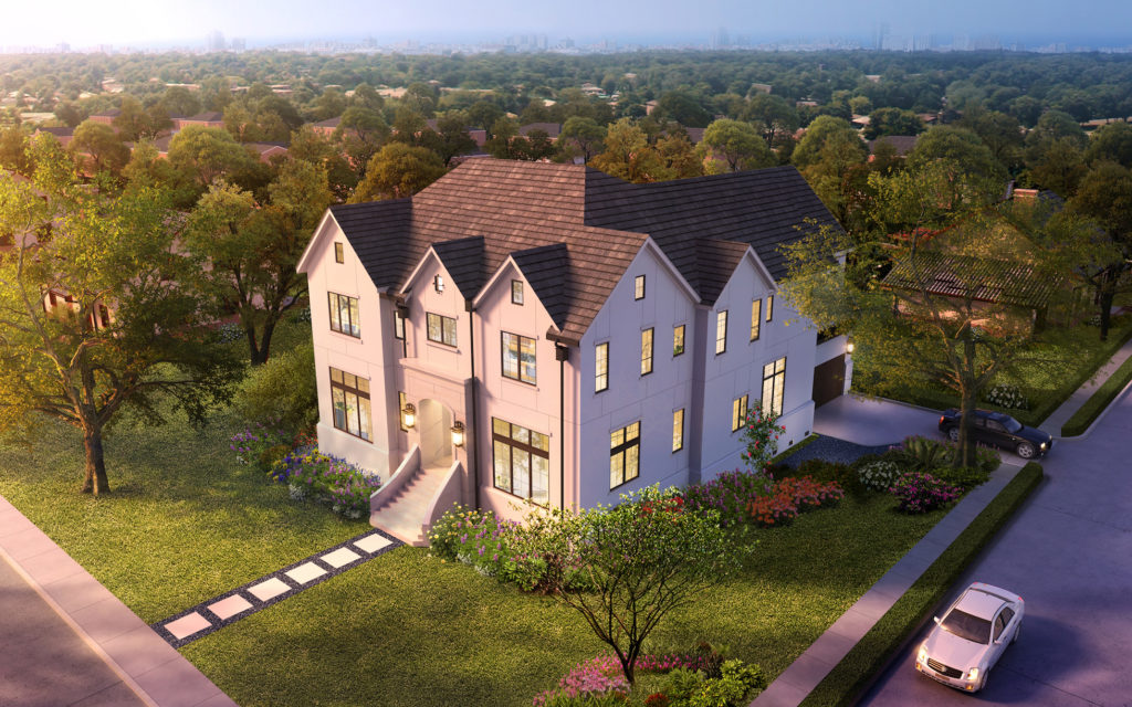 Glen-Haven-Exterior-Aerial-View-Dusk-Houston-Texas